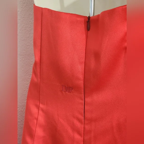 Impressions Dress 1990s Rhinestone Buttons Ruched Top Red Size 12 - Picture 12 of 12
